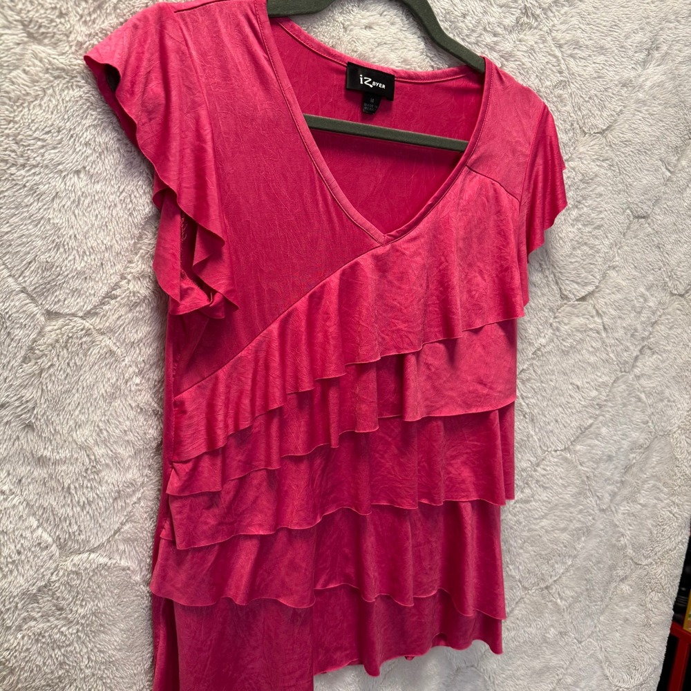 IZ Byer Pink Barbiecore Top Y2K Coquette Flamenco Fairyâ Grunge Blouse Size M